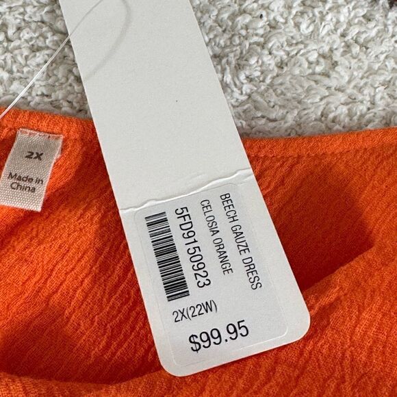 Soft surroundings Dress Womens Plus Sz 2X Beach gauze asymmetric celosia orange - Picture 12 of 14